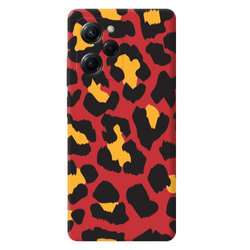 Xiaomi Poco X5 Pro Yellow leopard Red Colored Silicone TPU Θήκη