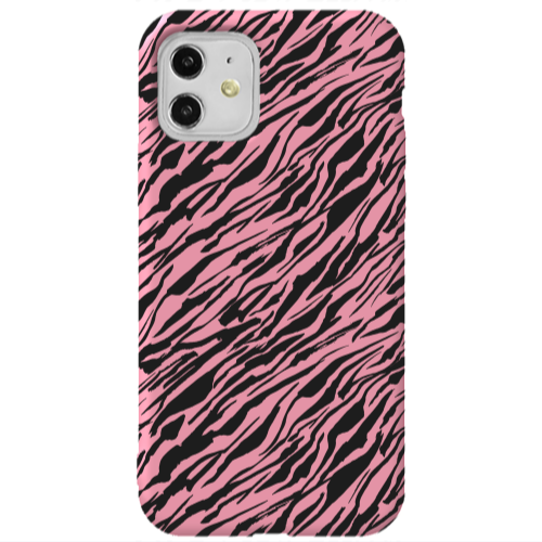 Apple iPhone 11  Black zebra Pink Colored Silicone TPU Θήκη