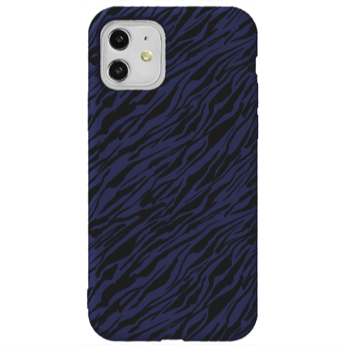 Apple iPhone 11  Black zebra Dark blue Colored Silicone TPU Θήκη