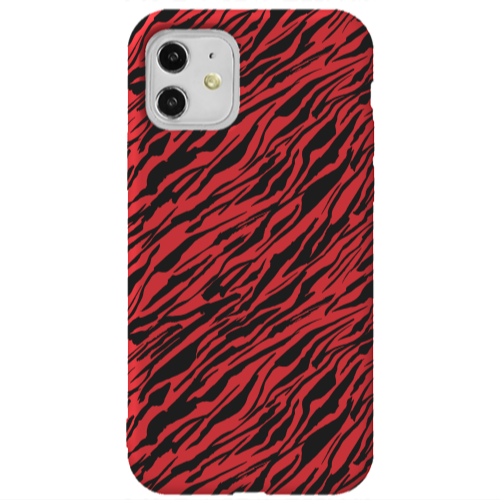 Apple iPhone 11  Black zebra Red Colored Silicone TPU Θήκη
