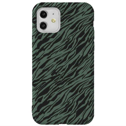 Apple iPhone 11  Black zebra Dark Green Colored Silicone TPU Θήκη