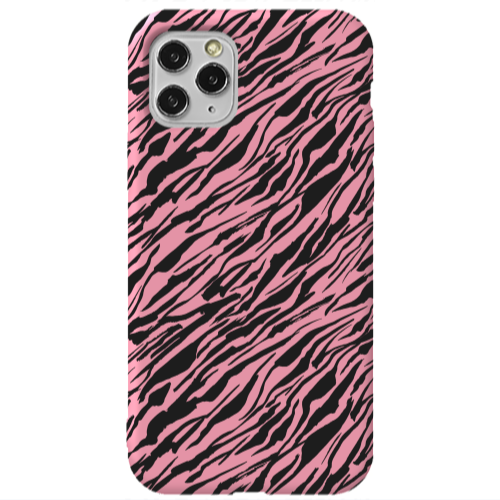 Apple iPhone 11 Pro Black zebra Pink Colored Silicone TPU Θήκη