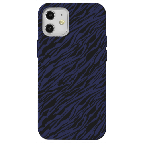 Apple iPhone 12 Black zebra Dark blue Colored Silicone TPU Θήκη