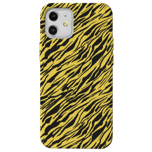 Apple iPhone 12 Black zebra Yellow Colored Silicone TPU Θήκη