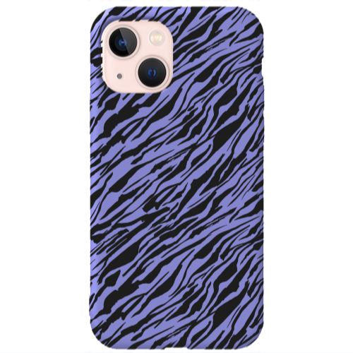 Apple iPhone 13 Black zebra Purple Colored Silicone TPU Θήκη
