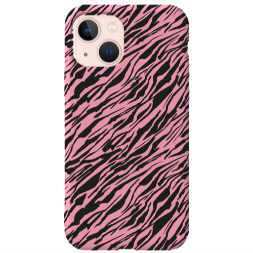 Apple iPhone 13 Black zebra Pink Colored Silicone TPU Θήκη