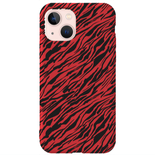 Apple iPhone 13 Black zebra Red Colored Silicone TPU Θήκη