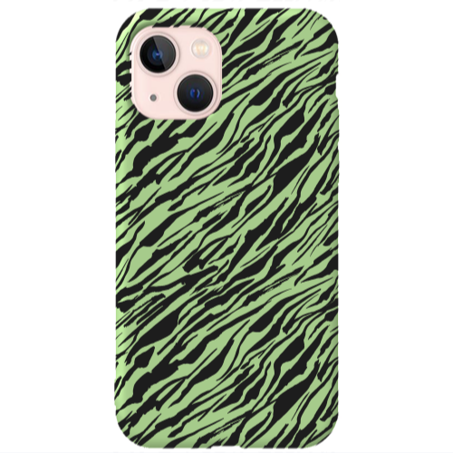 Apple iPhone 13 Black zebra Light Green Colored Silicone TPU Θήκη