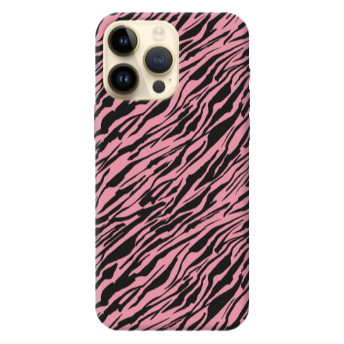 Apple iPhone 13 Pro Max Black zebra Pink Colored Silicone TPU Θήκη