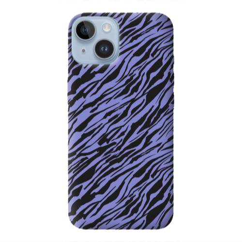 Apple iPhone 14  Black zebra Purple Colored Silicone TPU Θήκη