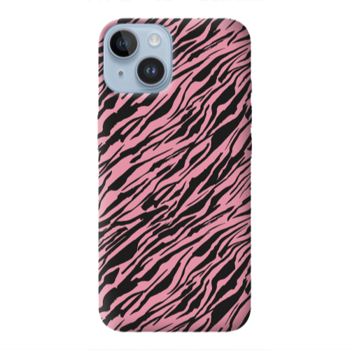 Apple iPhone 14 Plus Black zebra Pink Colored Silicone TPU Θήκη