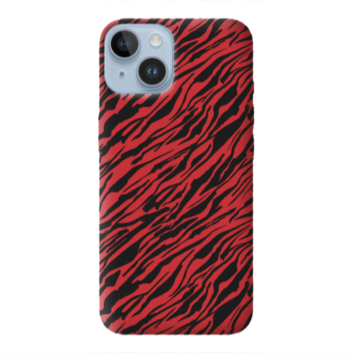 Apple iPhone 14 Plus Black zebra Red Colored Silicone TPU Θήκη