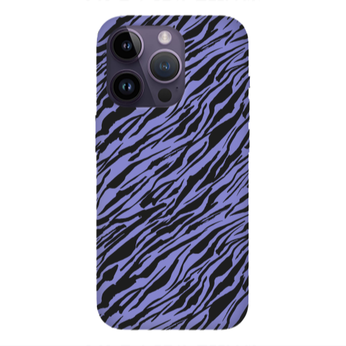 Apple iPhone 14 Pro  Black zebra Purple Colored Silicone TPU Θήκη