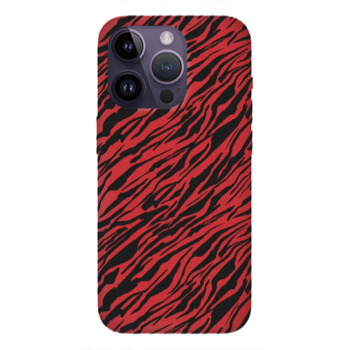 Apple iPhone 14 Pro  Black zebra Red Colored Silicone TPU Θήκη