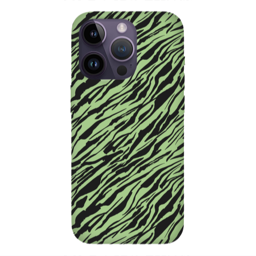 Apple iPhone 14 Pro Max Black zebra Light Green Colored Silicone TPU Θήκη