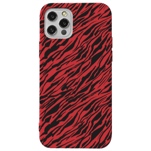 Apple iPhone 13 Pro Black zebra Red Colored Silicone TPU Θήκη
