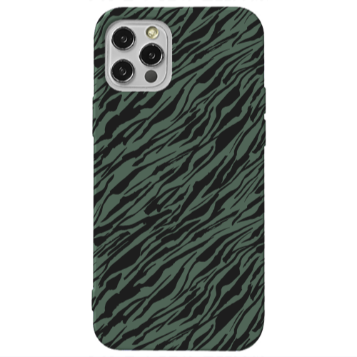 Apple iPhone 13 Pro Black zebra Dark Green Colored Silicone TPU Θήκη