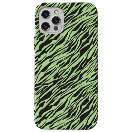 Apple iPhone 12 Pro Max Black zebra Light Green Colored Silicone TPU Θήκη