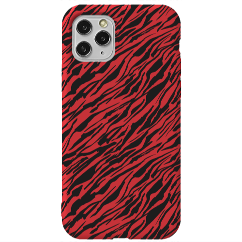 Apple iPhone 11 Pro Max Black zebra Red Colored Silicone TPU Θήκη