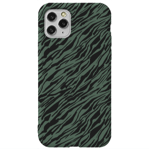 Apple iPhone 11 Pro Max Black zebra Dark Green Colored Silicone TPU Θήκη