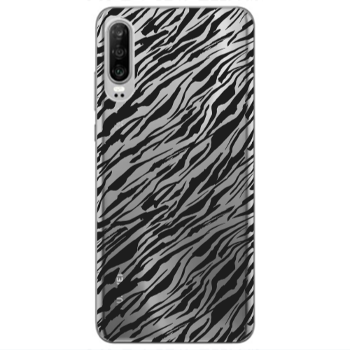Huawei P30 Black zebra Transparent Silicone TPU Θήκη