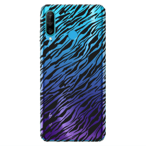 Huawei P30 Lite Black zebra Transparent Silicone TPU Θήκη