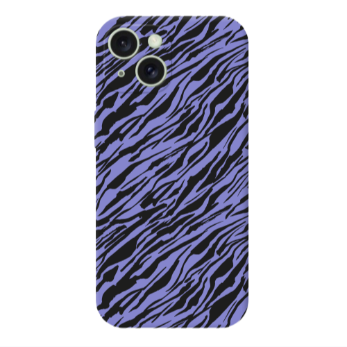 Apple iPhone 15 Plus Black zebra Purple Colored Silicone TPU Θήκη