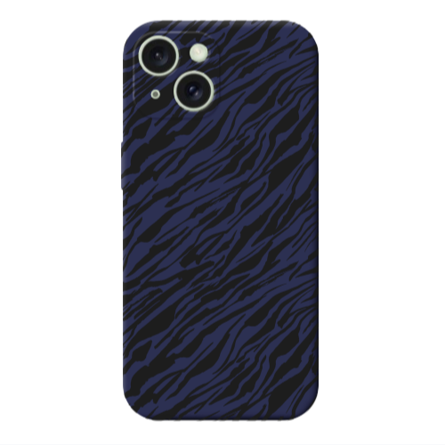 Apple iPhone 15 Plus Black zebra Dark blue Colored Silicone TPU Θήκη