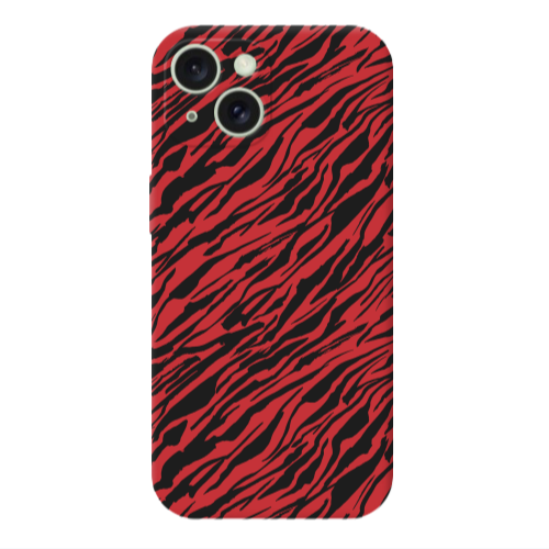 Apple iPhone 15 Plus Black zebra Red Colored Silicone TPU Θήκη