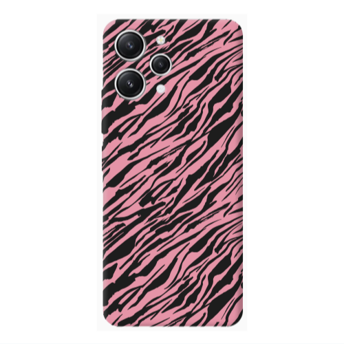 Xiaomi Redmi 12 Black zebra Pink Colored Silicone TPU Θήκη