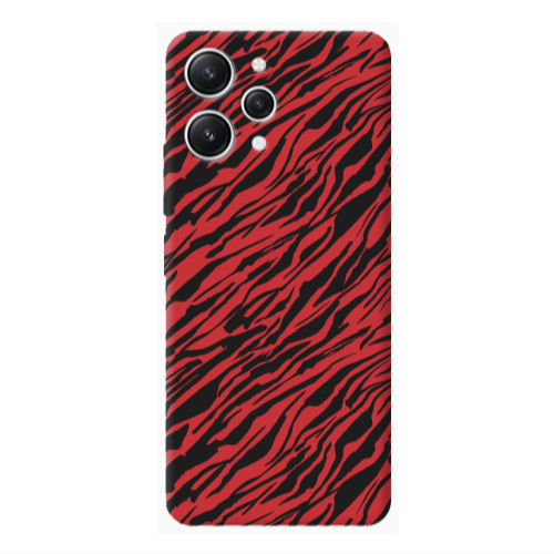 Xiaomi Redmi 12 Black zebra Red Colored Silicone TPU Θήκη