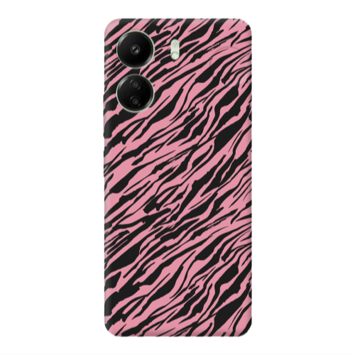 Xiaomi Redmi 13C Black zebra Pink Colored Silicone TPU Θήκη