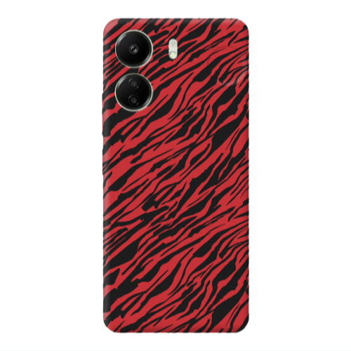 Xiaomi Redmi 13C Black zebra Red Colored Silicone TPU Θήκη