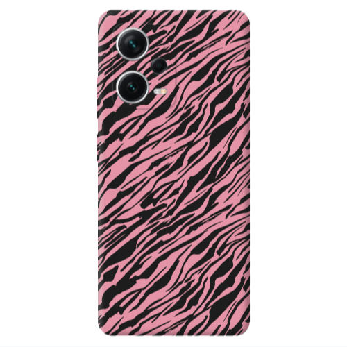Xiaomi Poco X5 Black zebra Pink Colored Silicone TPU Θήκη