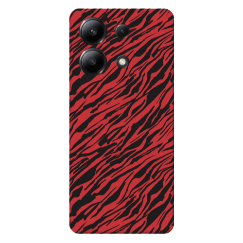 Xiaomi Redmi Note 13 4G Black zebra Red Colored Silicone TPU Θήκη