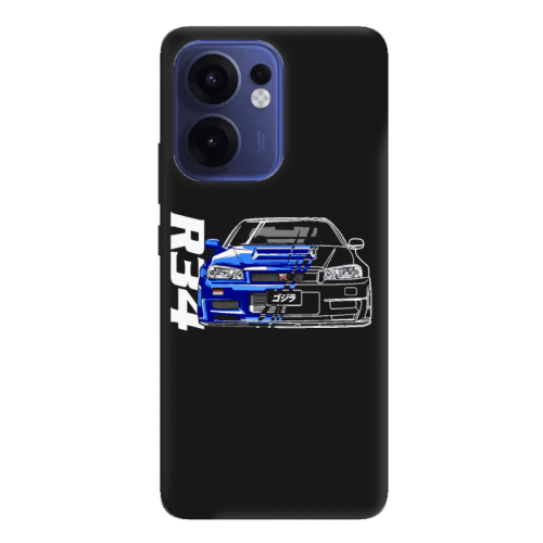 Oppo Reno13 FS Blue R34 Black Colored Silicone TPU Θήκη
