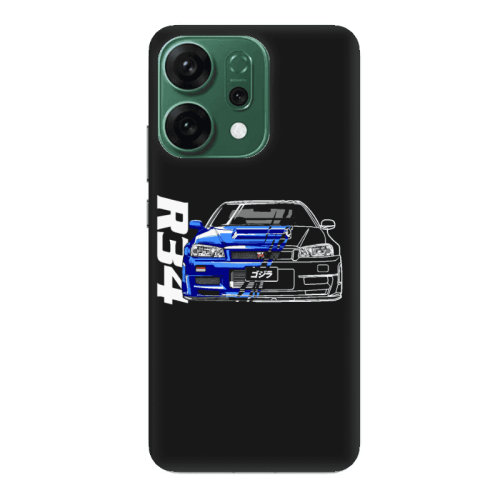 Oppo RENO 14 Blue R34 Black Colored Silicone TPU Θήκη