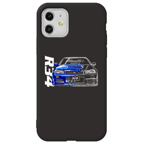 Apple iPhone 11  Blue R34 Black Colored Silicone TPU Θήκη