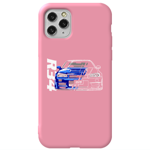 Apple iPhone 11 Pro Blue R34 Pink Colored Silicone TPU Θήκη