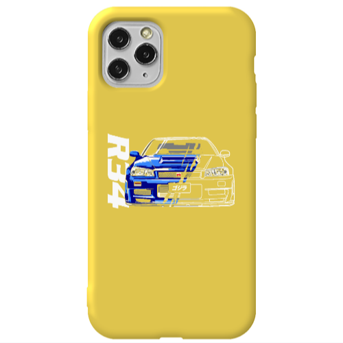 Apple iPhone 11 Pro Blue R34 Yellow Colored Silicone TPU Θήκη