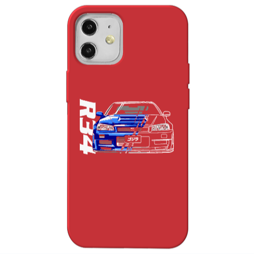 Apple iPhone 12 Blue R34 Red Colored Silicone TPU Θήκη