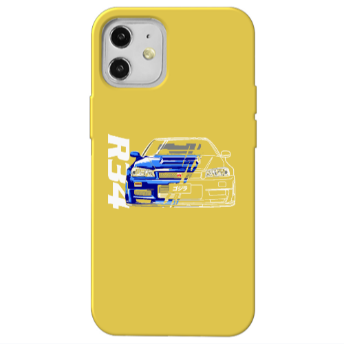 Apple iPhone 12 Blue R34 Yellow Colored Silicone TPU Θήκη