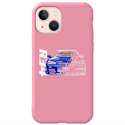 Apple iPhone 13 Blue R34 Pink Colored Silicone TPU Θήκη