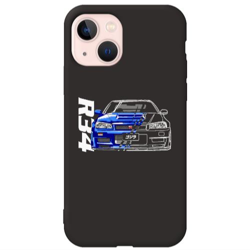 Apple iPhone 13 Blue R34 Black Colored Silicone TPU Θήκη