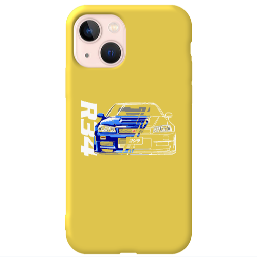 Apple iPhone 13 Blue R34 Yellow Colored Silicone TPU Θήκη