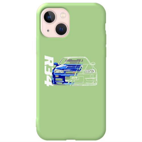 Apple iPhone 13 Blue R34 Light Green Colored Silicone TPU Θήκη