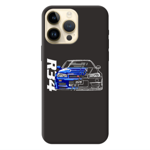 Apple iPhone 13 Pro Max Blue R34 Black Colored Silicone TPU Θήκη