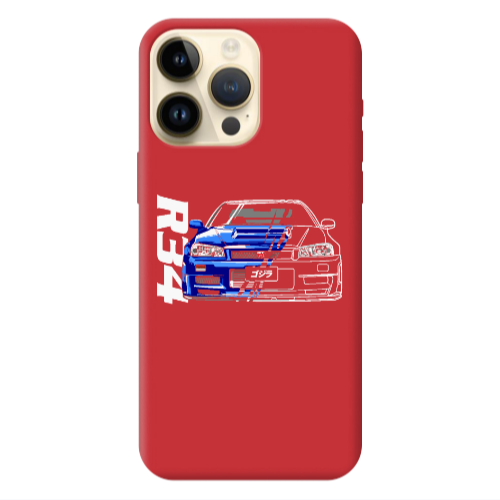 Apple iPhone 13 Pro Max Blue R34 Red Colored Silicone TPU Θήκη
