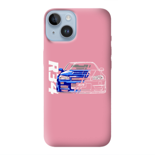 Apple iPhone 14  Blue R34 Pink Colored Silicone TPU Θήκη