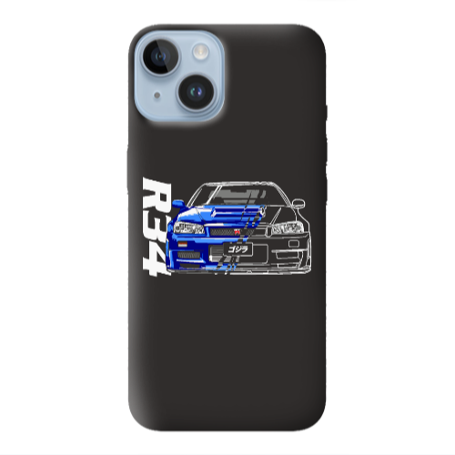 Apple iPhone 14 Plus Blue R34 Black Colored Silicone TPU Θήκη